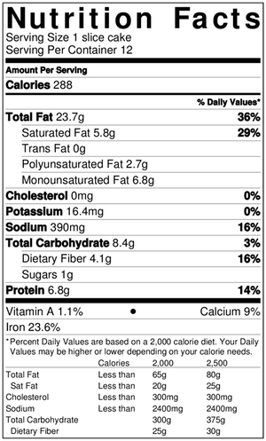 chocolate cake with frosting NutritionLabel